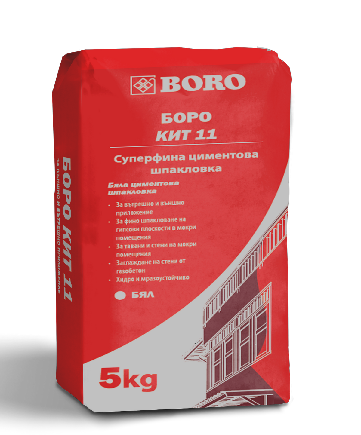 Борокит 11 - Суперфина бяла циментова шпакловка